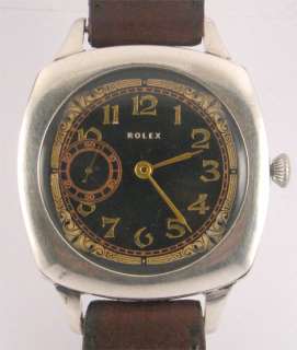 ROLEX Rarest Vintage Swiss wristwatch, Large SILVER Cushion shape case 