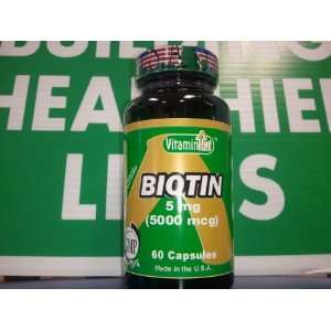  Vitamin Hut Biotin 5 mg (5000 mcg) 60 Capsules Health 