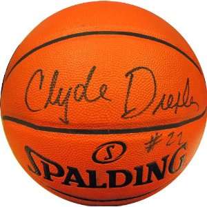  Clyde Drexler Autographed Indoor/Outdoor Basketball 
