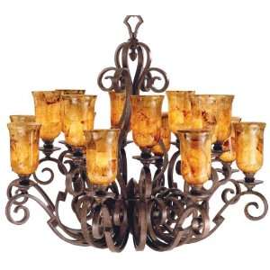   Iron 16 Light Chandelier With Calcite Shade Included
