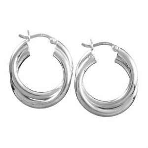  Intertwining Double Sterling Silver Hoop Earrings Jewelry