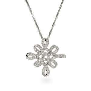 Intricate Woven Sterling Silver Snowflake Necklace Length 16 inches 