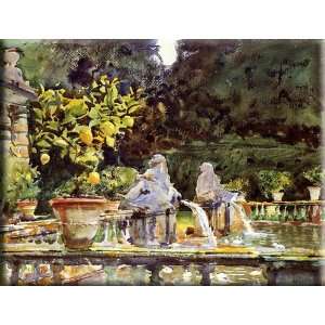 Villa de Marlia A Fountain 16x12 Streched Canvas Art by Sargent, John 