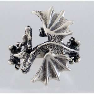  A Pair of Winged Dragons Ring in Sterling Silver Jewelry
