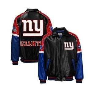  New York Giants Black Pleather Varsity Jacket Sports 