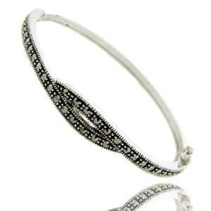  Sterling Silver Marcasite Bangle Bracelet Jewelry