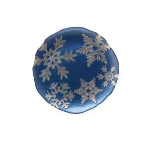   Snowflake Blue Glass Salad Plate Italian Dinnerware 