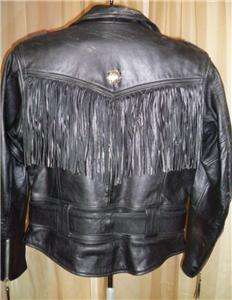 Harley Davidson Heavy Duty Leather Jacket Conchos Fringe S/M  