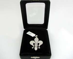 18k White Gold Diamond Fleur De Lis Necklace  