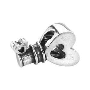 Bacio Italian Silver Bead Silver Classic Heart Charm. Compatible with 