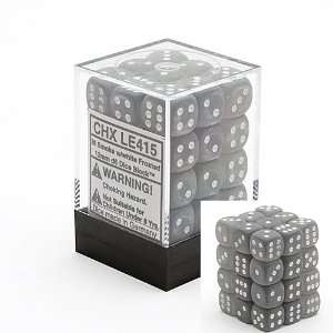  Chessex Frosted 12mm d6 Smoke w/White Dice Block 36 Dice 