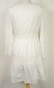 AQUA NWT Square Neck Crochet L/S Dress in WHITE   M  