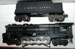 Early VTG Lionel 671 Turbine Steam Locomotive W/ 2466WX Tender 