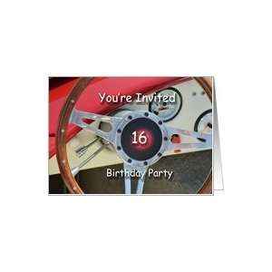  Youre Invited, 16 Birthday Party, red cars steering 