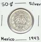Mexico $ 50 Cts Silver Coin 1943 Pura Plata de Mexico.