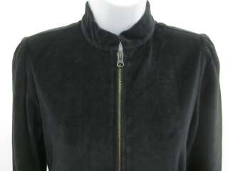 JILL STUART Black Velour Zip Up Long Sleeves Jacket S  