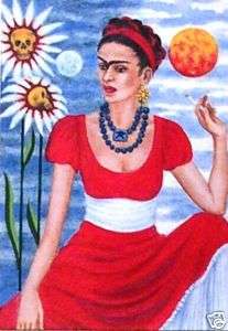 ACHARA,Frida Kahlo,Day of the Dead,Fantasy Art, ACEO  