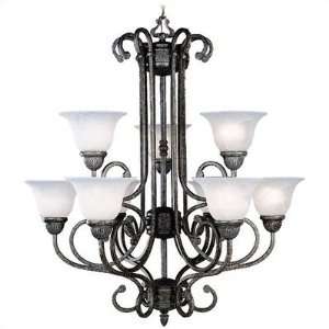 Living Well 8106TS Tuscany Silver Nine Light Chandelier with Alabaster 