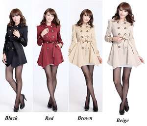   WOMENS TRENCH COAT BELTED Slim Fit Double Breasted Coat OL LADIES COAT