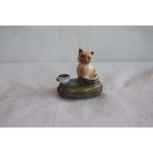  Limoges Porcelain Hand Painted Cat Box