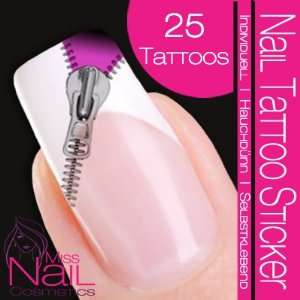  Nail Tattoo Sticker Zipper   black / lilac Beauty