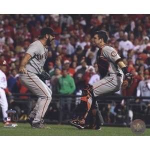 Buster Posey & Brian Wilson Celebrate winning the 2010 NLCS Finest 