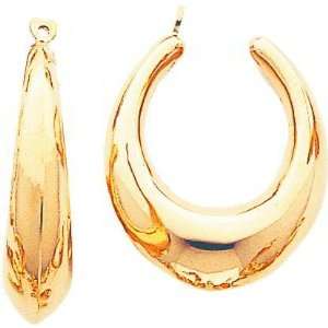  14K Yellow Gold Hoop Earring Jackets Jewelry New C 