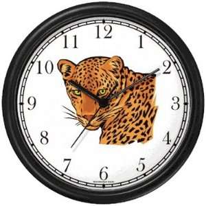 Leopard Cat Wall Clock by WatchBuddy Timepieces (Hunter Green Frame)
