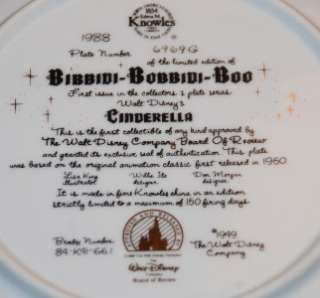 KNOWLES/Disney LtEd Plate CINDERELLA BIBBIDIBOO  