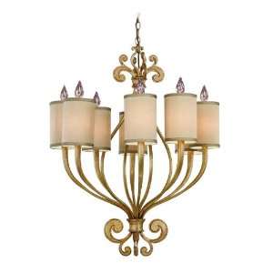   32 08 8 Light Pinot Chandelier, Champagne Leaf