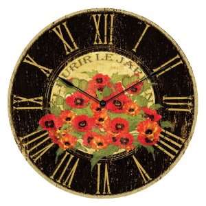 Le Jardin Red Poppy Wall Clock