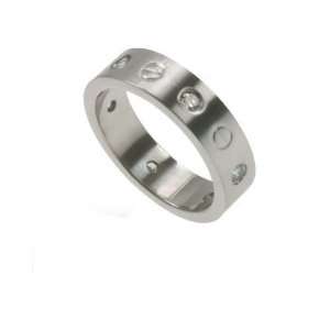  316L stainless steel ring with laser cut design and cubic 