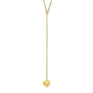  14k Puff Heart Lariat Necklace Jewelry