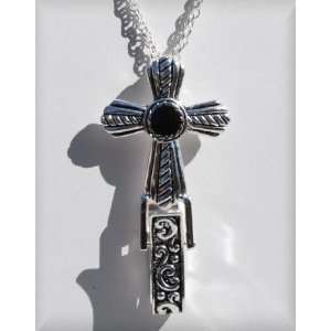  Elegant Cross Lanyard w/onyx Yurman Inspired LANOI0025AS 