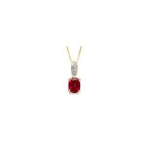 ZALES Cushion Cut Lab Created Ruby Pendant in 14K Gold with Diamond 