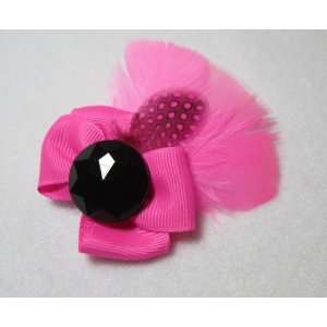  Pink Bow with Feathers Hair Clip Beauty