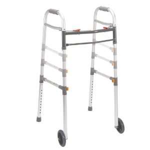  Two Button Folding Universal Walker with 5 Wheels Health 