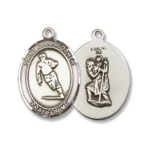 St. Christopher Sports Rugby Sterling Silver Medal with 18 Sterling 