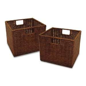  Wicker Baskets   Set of 2 Small in Espresso