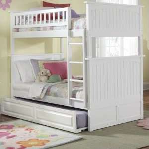 Nantucket Bunk Bed with Flat Panel Bed Drawers Size Twin/Full, Finish 