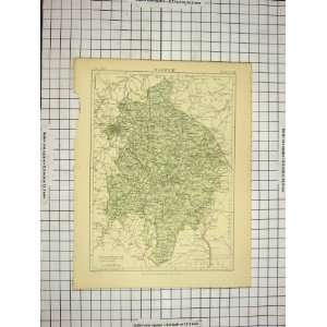    ANTIQUE MAP c1790 c1900 WARWICK BIRMINGHAM ENGLAND