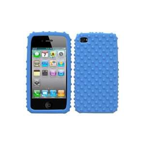  Mybat iPhone 4 Silicone Skin Case with Dots   Blue Cell 