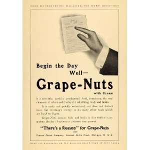  1910 Ad Postum Cereal Grape Nuts Breakfast Cereal 