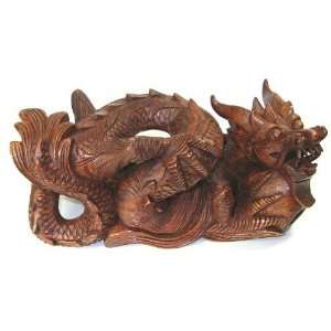  12 Inch Carved Wood Dragon