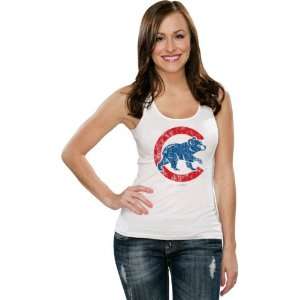 Chicago Cubs Womens White (Walking Bear) Scoop Neck Tunic 