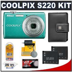  Nikon Coolpix S220 10 Megapixel Digital Camera (Aqua Green 