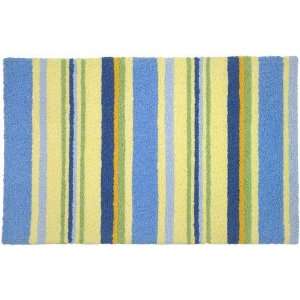  Stripe Area Rug in Blue, Green and Yellow