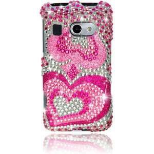  HTC 7 Surround Full Diamond Graphic Case   Pink Spade Hearts (Free 