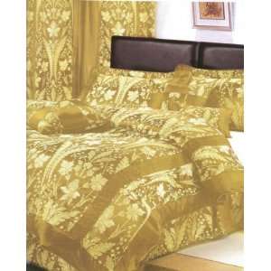  7pc King Size Gold Floral Comforter Bed in a Bag Set