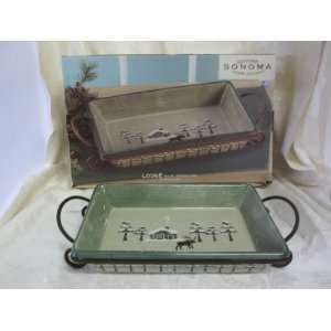   Lodge Rectangular Serving Dish with Metal Stand 